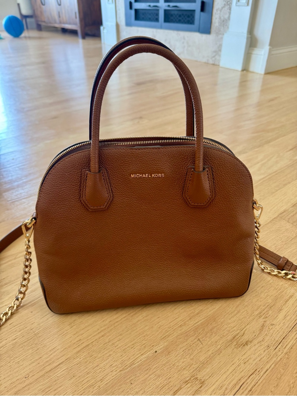 Michael Kors Mercer Large Pebbled Leather Done Satchel